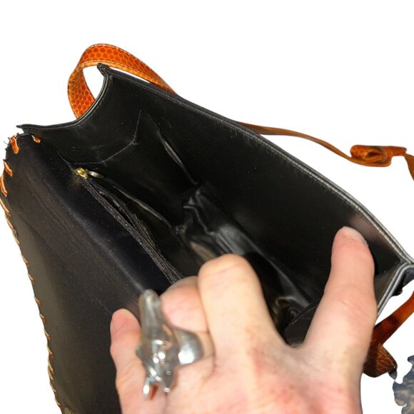 Vivian Sender Vintage black brown WESTERN COWGIRL RODEO flap cross body bag - Picture 7 of 9